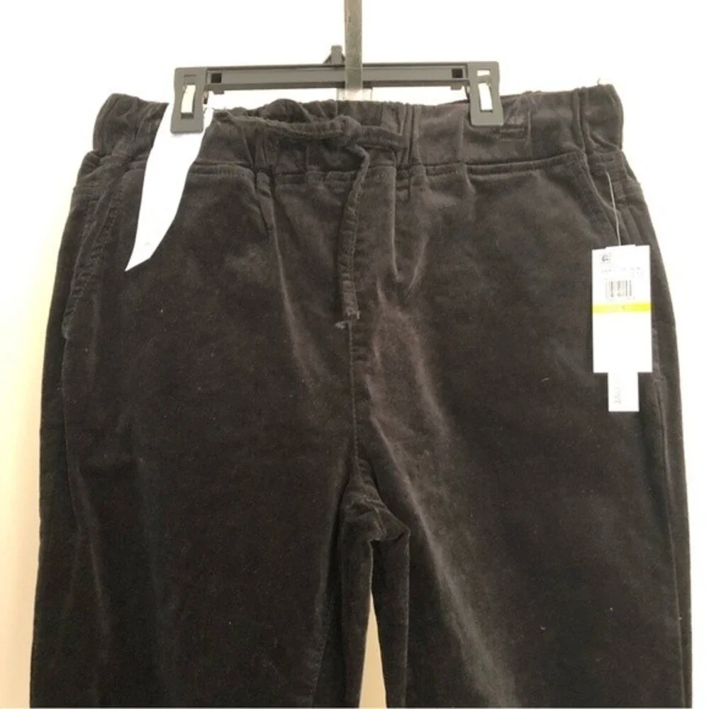 TINSELTOWN, JUNIOR'S VELVET BLACK DRAWSTRING JOGGER PANTS SIZE M HIGH RISE